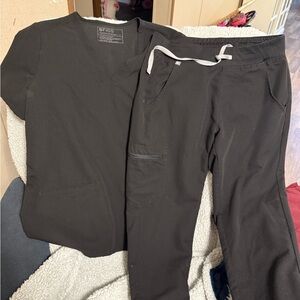 Womens black Figs Small jogger scrub set